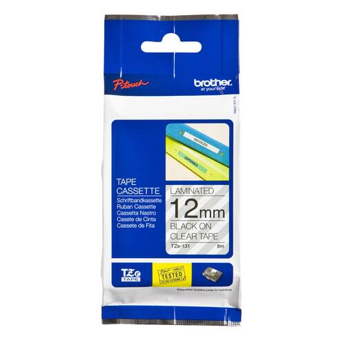 Brother Schriftband für P-Touch, 12 mm, transparent/Schwarz - TZE-131 Artikelbild