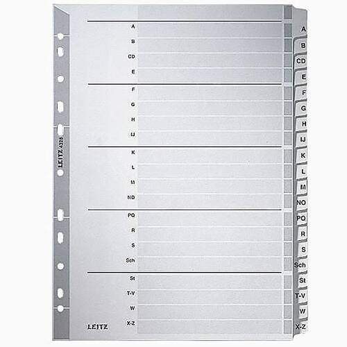 Leitz Register, Karton, 160 g/m², A - Z, A4, volle Höhe, 20 Blatt, grau Artikelbild Secondary1 L