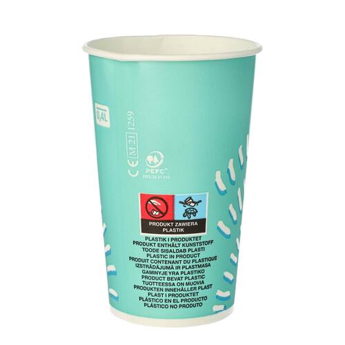 Drikkebeger papp 40cl turkis (50) produktbilde
