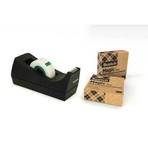 Scotch® Tischabroller A greener choice, Klebebandspender, für Rollen bis 19 mm x 33 m, schwarz, inkl. 3 Rollen Scotch® Magic™ A greener choice Artikelbild Secondary1 L
