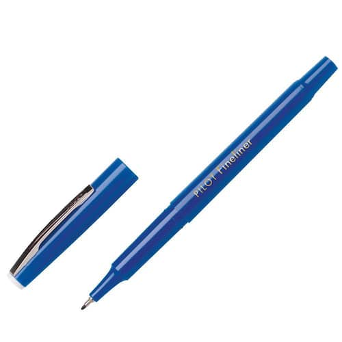 Pilot Fineliner, tunn spets, blå pennkropp, blått bläck produktfoto Secondary1 L