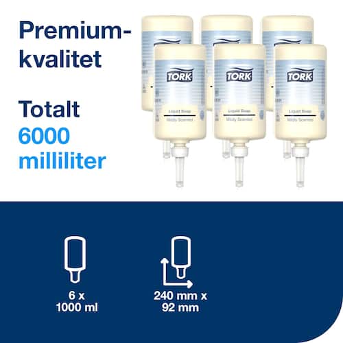 Tork Seifencreme Premium, Flüssigseife, Mild, Nachfüllung, parfümiert, 1 Liter, 1 Flasche Artikelbild Secondary6 L