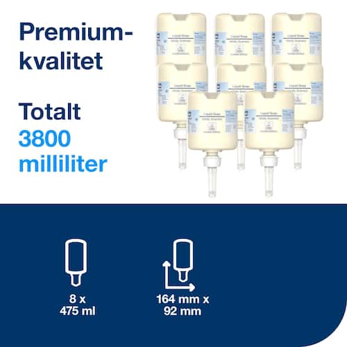 Tork Seifencreme Premium, Mild, Nachfüllung, flüssig, 8 x 475 ml, perlmutt (3.800 ml) Artikelbild Secondary3 L