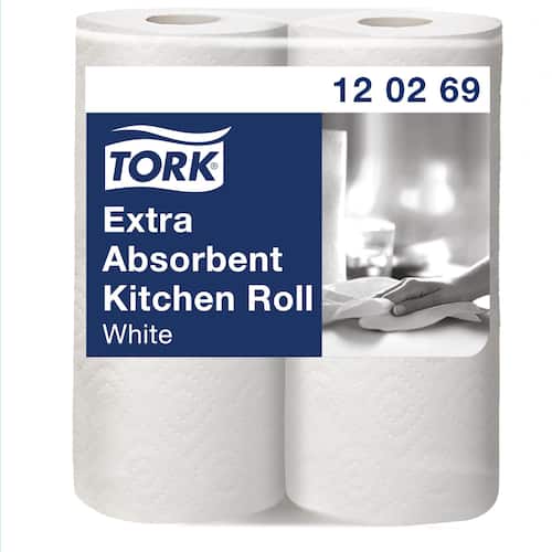 Tork Kitchen Roll - Küchenrolle, Küchenpapier, 2-lagig, weiß, 23 x 25cm, 2 Rollen, 1 Packung Artikelbild