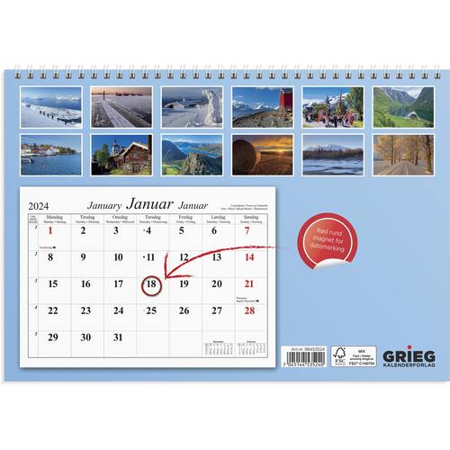 Magnetkalender GRIEG 2024 Vakre Norge produktbilde Secondary2 L