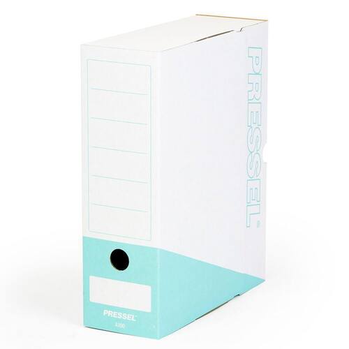 Pressel Archivbox A100, Weiß-Türkis, 100mm, Karton, neues Design, 20 Stück Artikelbild