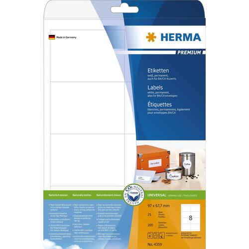 Herma Etiketten Premium A4 weiß 97x67,7mm 200 Stück Artikelbild Secondary3 L