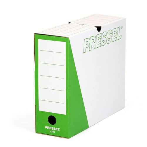 Pressel Archivbox A100, Weiß-Dunkelgrün, 100mm, Karton, neues Design, 20 Stück Artikelbild Secondary2 L