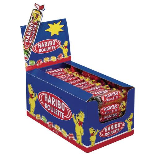 HARIBO Roulette Fruchtgummi, Gummizeug, Nascherei, 50 Stangen im Spenderkarton, 1 Packung Artikelbild Secondary2 L