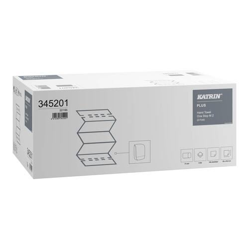 KATRIN Pappershandduk Plus One Stop M2 2-lagers, 144 ark, Z-vikt, vit produktfoto Secondary3 L