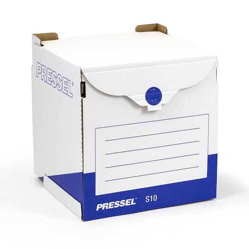 Pressel Sammelbehälter S10, Archivcontainer, Archivdepot, Ordnersammelbox, Weiß-Blau, 10 Stück (vorher Art.Nr. 210102) Artikelbild