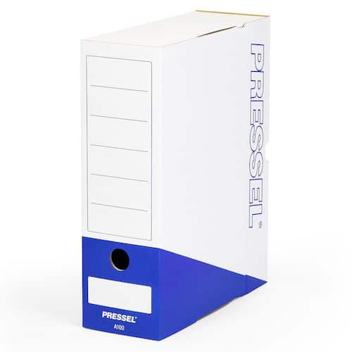 Pressel Archivbox A100, Weiß-Blau, 100mm, Karton, neues Design, 20 Stück Artikelbild