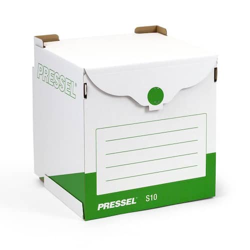 Pressel Sammelbehälter S10, Archivcontainer, Archivdepot, Ordnersammelbox, Weiß-Dunkelgrün, 10 Stück (vorher Art.Nr. 210104) Artikelbild