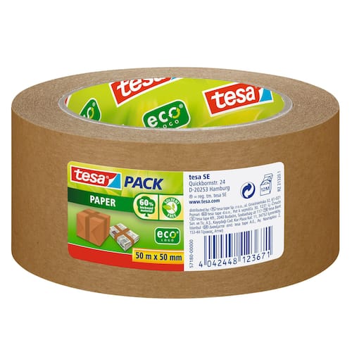 tesa® tesapack® Packband 57180, ecoLogo®, Papier Klebeband, Packband, 50mm, recycling, braun, 1 Rolle Artikelbild