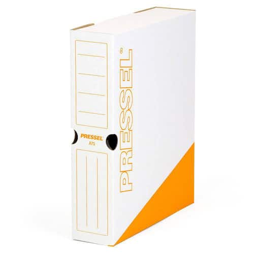 Pressel Archivbox A75, Weiß-Orange, 75mm, Karton, neues Design, 20 Stück Artikelbild Secondary1 L