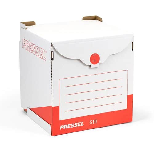 Pressel Sammelbehälter S10, Archivcontainer, Archivdepot, Ordnersammelbox, Weiß-Rot, 10 Stück (vorher Art.Nr. 210103) Artikelbild