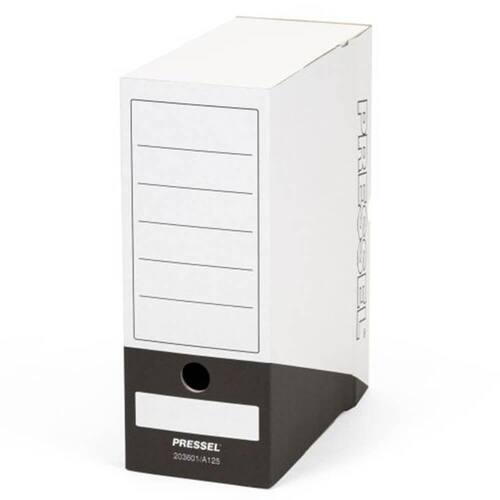 Pressel Archivbox A125, Weiß-Schwarz, 125mm, Karton, neues Design, 20 Stück Artikelbild