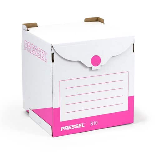 Pressel Sammelbehälter S10, Archivcontainer, Archivdepot, Ordnersammelbox, Weiß-Pink, 10 Stück Artikelbild