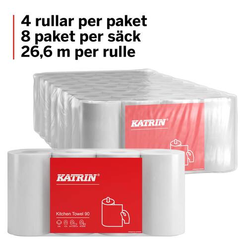 KATRIN Hushållspapper 90 2-lagers, 88 ark, 226 mm naturell vit produktfoto Secondary2 L