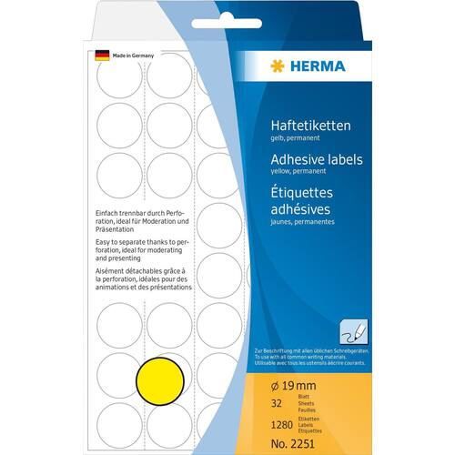 Herma Markierungspunkte, rund, gelb, 19mm, 1280 Stück Artikelbild Secondary4 L