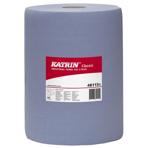 KATRIN Papierreinigungstücher Classic XXL 2, Wischtuch, Putztuch, auf Rolle,  2-lagig,380 mm, blau, 500 Blatt pro Rolle Artikelbild
