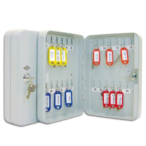 WEDO Schlüsselschrank, Schlüsselkasten, Schlüsselbox, 24 Schlüssel, 180x60x250mm, Stahlblech, lichtgrau, 1 Stück Artikelbild