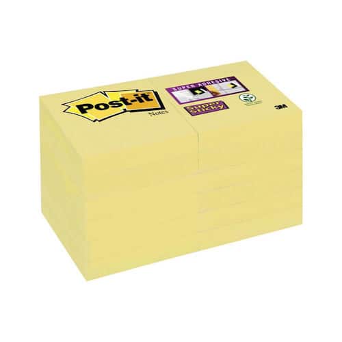Post-it® Super Sticky Notes, Haftnotizen, gelb, 48x48mm, 12 Blöcke á 90 Blatt Artikelbild