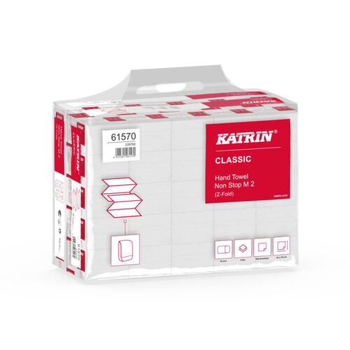 KATRIN Classic Handtücher Non Stop M2 wide Handy Pack, Z-Falzung, 240x240mm, 25x160 Tücher, weiß, 1 Karton Artikelbild Secondary2 L