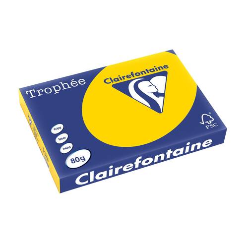 Clairefontaine Multifunktionspapier Trophée, Kopierpapier, Druckerpapier, goldgelb pastell, A3, 80g, 500 Blatt, 1 Packung Artikelbild