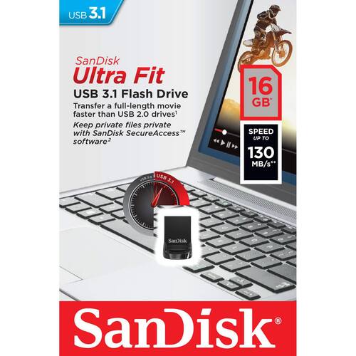 SanDisk USB-Minne Ultra Fit USB3.1 16GB produktfoto Secondary2 L