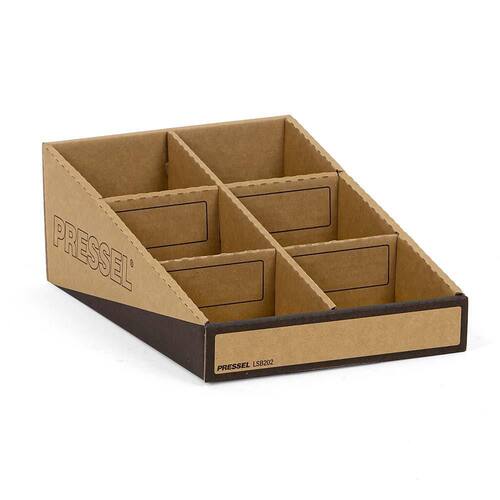 Pressel Lagersichtbox mit Mittelsteg, Kleinteilebox, 6 Fächer, 202x304x109(42)mm, braun/schwarz, 20 Stück Artikelbild Secondary6 L