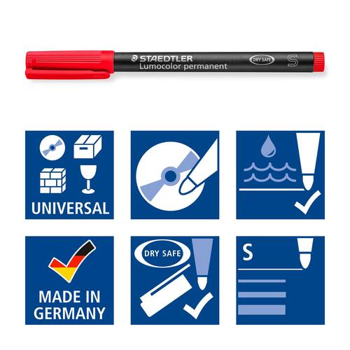 STAEDTLER Lumocolor Lumocolor Universalstift, Superfein, 0,4 mm, permanent, farblich sortiert, 4er-Set, 1 Packung Artikelbild Secondary6 L