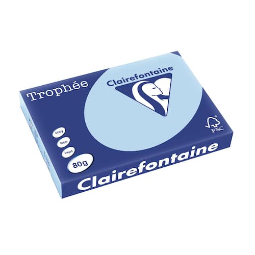 Clairefontaine Multifunktionspapier Trophée, Kopierpapier, Druckerpapier, pastell himmelblau, A3, 80g, 500 Blatt, 1 Packung Artikelbild