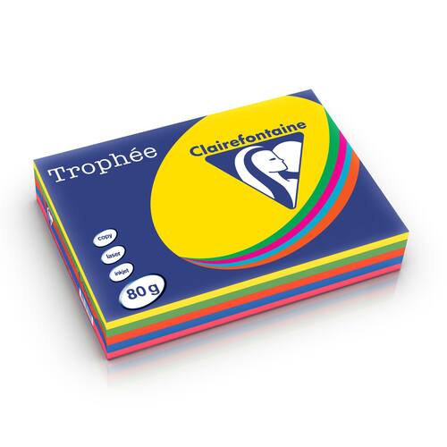 Clairefontaine Multifunktionspapier Trophée, Kopierpapier, Druckerpapier, intensiv sortiert, A4, 80g, 500 Blatt, 1 Packung Artikelbild