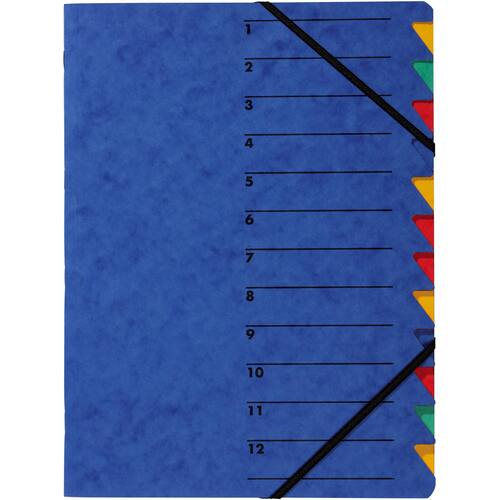 PAGNA Ordnungsmappe Easy, 12 Faecher blau, für A4  mit Gummizug, 1 Stück Artikelbild