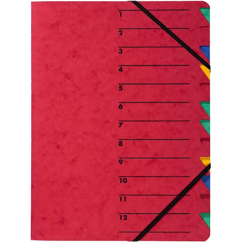 PAGNA Ordnungsmappe Easy, 12 Fächer, rot, für A4  mit Gummizug, 1 Stück Artikelbild