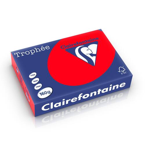 Clairefontaine Kopierpapier Trophée, Druckerpapier, A4, 160g/m², intensiv korallenrot, 250 Blatt, 1 Packung Artikelbild