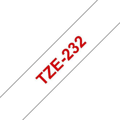 Brother Tape TZE232 12mm röd på vit produktfoto