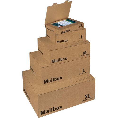ColomPac Versandkarton Mailbox XS, 1-wellig, 250x158x39mm, Braun, 15 Stück pro Packung, 5 Packungen Artikelbild Secondary1 L