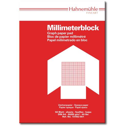 Hahnemuehle Millimeterblock, Milimeterpapier, 80/85g, rot, A3, 50 Blatt, 1 Block Artikelbild