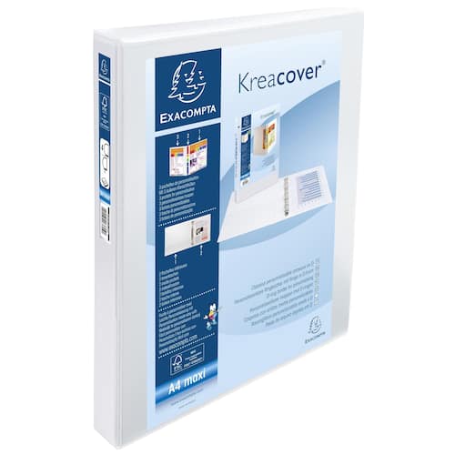 Exacompta Kreacover® Ringbuch, 4 D-Ringe, 25mm, A4 Maxi, 230 Blatt, Karton mit PP-Beschichtung, weiß, 1 Stück Artikelbild Secondary3 L