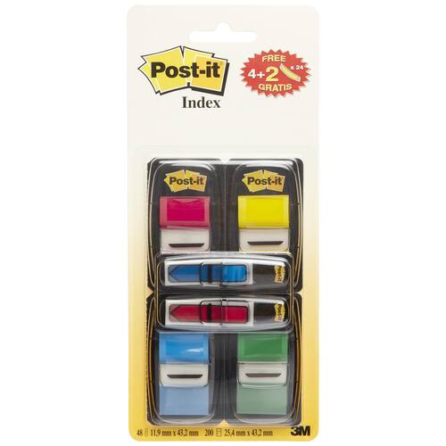 Post-it® Indexstreifen, 4-farbig + Pfeile, 2-farbig sortiert, 25,4/11,9x43,2mm Artikelbild Secondary5 L