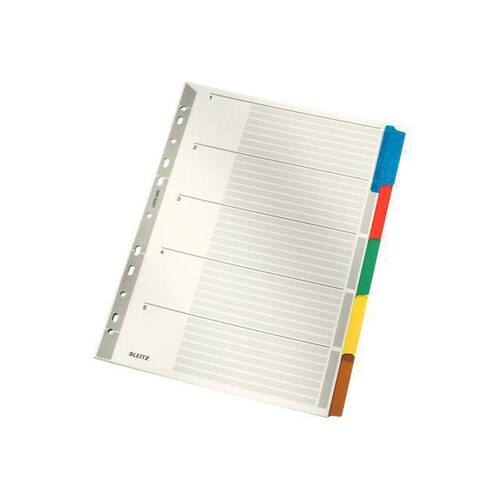 Leitz Register, blanko, Karton, 160 g/m², blanko, A4, volle Höhe, 5 Blatt, 5farbige Taben, 1 Packung Artikelbild Secondary1 L