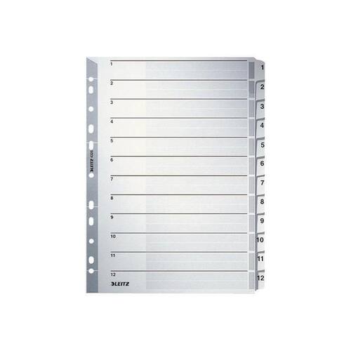 Leitz Ordnerregister A4, 1-12, Tauenpapier, grau Artikelbild Secondary1 L