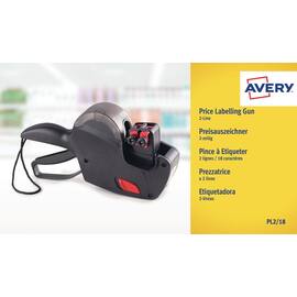 Avery Hand-Preisauszeichner PL2/18, Preis-Etikettierer, 2-zeilig, 18-stellig,  165 x 280 x 75 mm, schwarz, 1 Stück Artikelbild