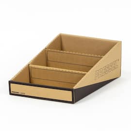Pressel Lagersichtbox mit Fächerunterteilung, Kleinteilebox, 3 Fächer, 305x204x108(43)mm, braun/schwarz, 20 Stück Artikelbild