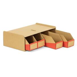 Pressel Kleinteile-Magazin Braun/Rot, 40 x Boxen 100mm + 10 x Korpus, 1 Set (vorher Art.Nr. 914103) Artikelbild