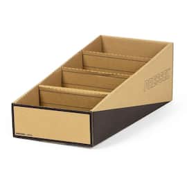 Pressel Lagersichtbox mit Fächerunterteilung, Kleinteilebox, 4 Fächer, 443x204x148mm, braun/schwarz, 10 Stück Artikelbild