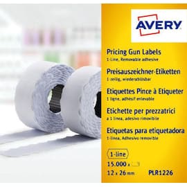 Avery Preisauszeichner-Etiketten PLR1226, ablösbar, 26 x 12 mm, 10 Rollen, weiß, 15.000 Etiketten Artikelbild