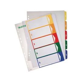 Leitz Register, 1-5, farbig, PC-beschriftbar, PP, A4, volle Höhe, überbreit, 5 Blatt, grau, 1 Packung Artikelbild